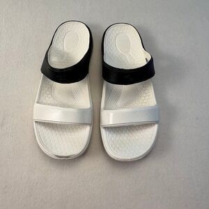 Spenco Recovery Slide Sandals Womens 10 Black White Good Orthotic Arch Support‎